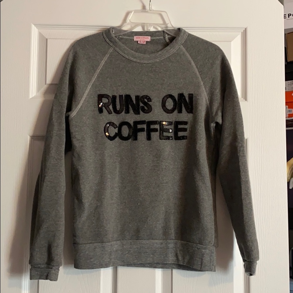 Bow & Drape Runs on Coffee Sequin Sweatshirt